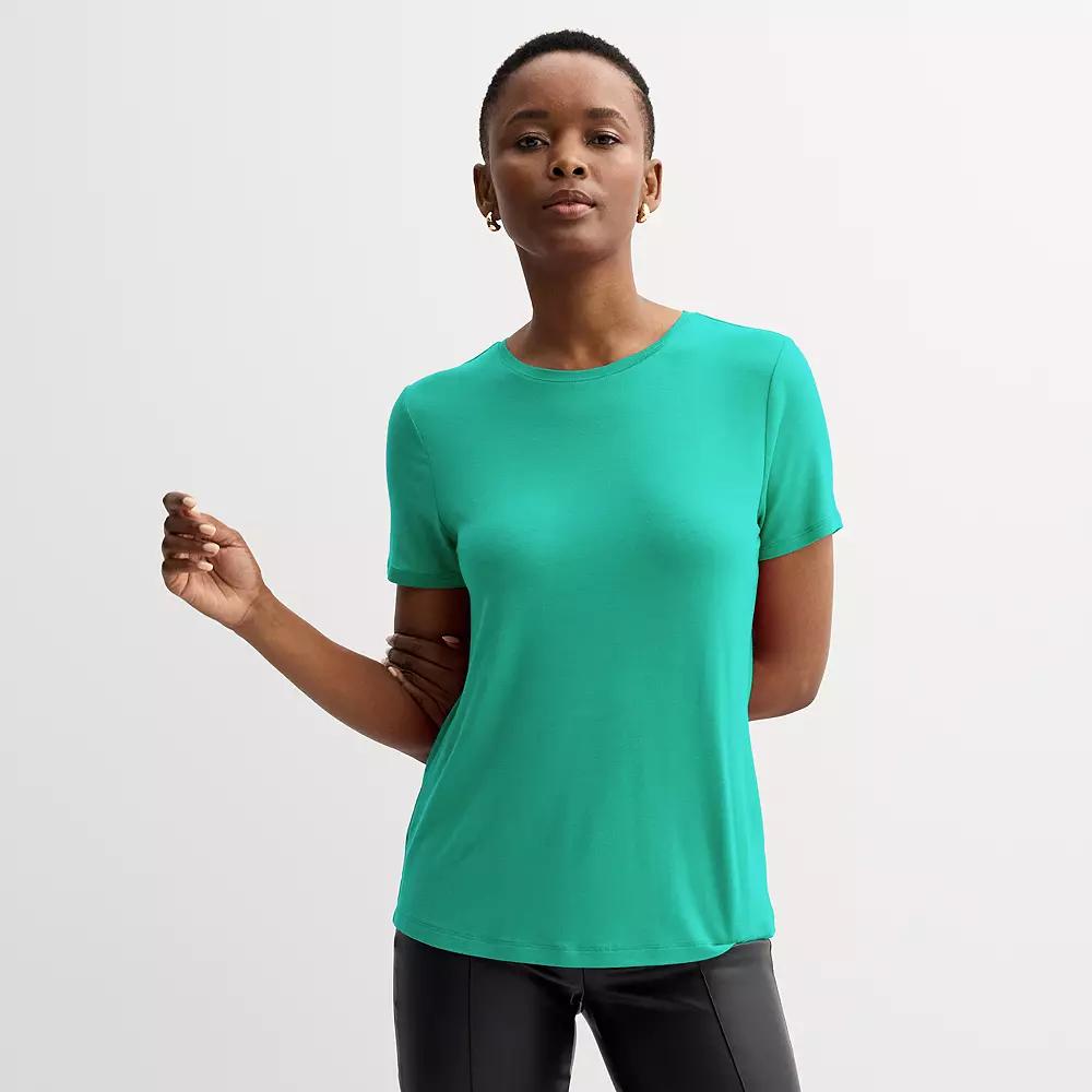 Women's Nine West Essential Crewneck Tee, Size: Large, Green Opal Product Image