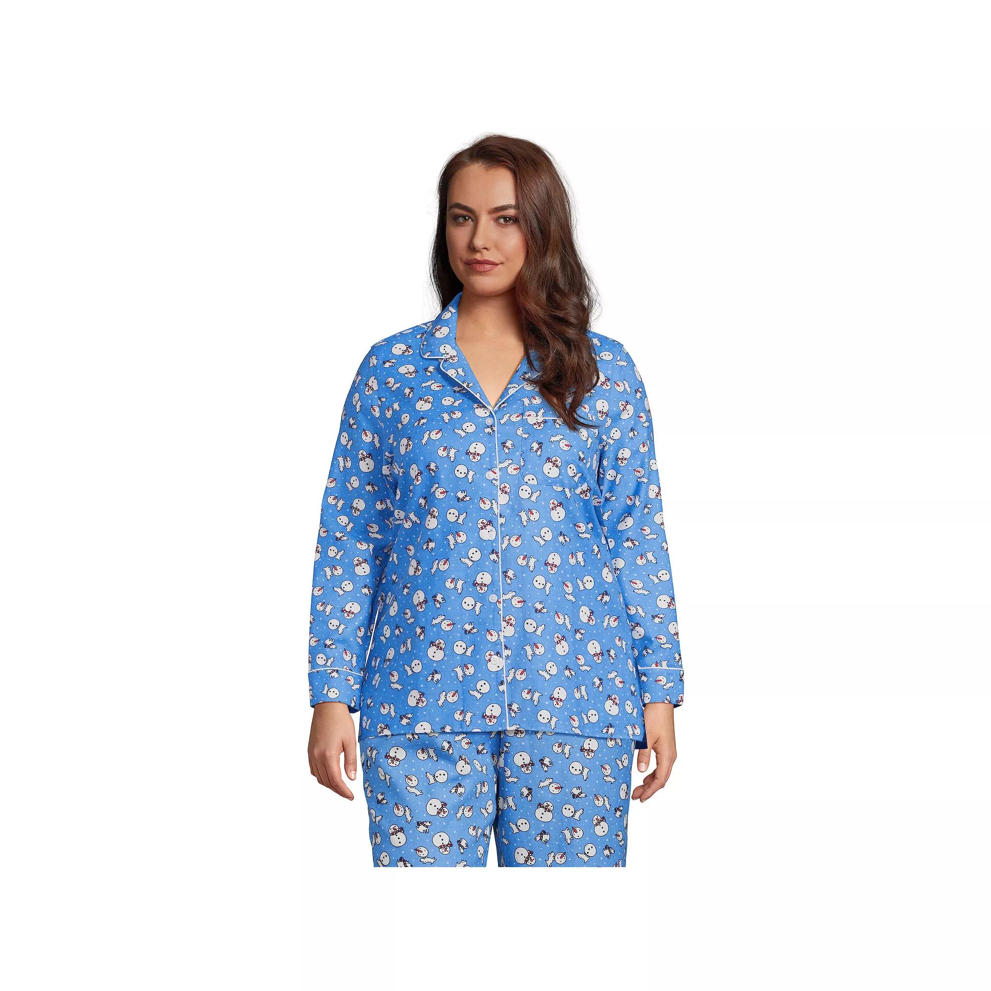 Plus Size Lands End Long Sleeve Flannel Pajama Top, Womens Product Image