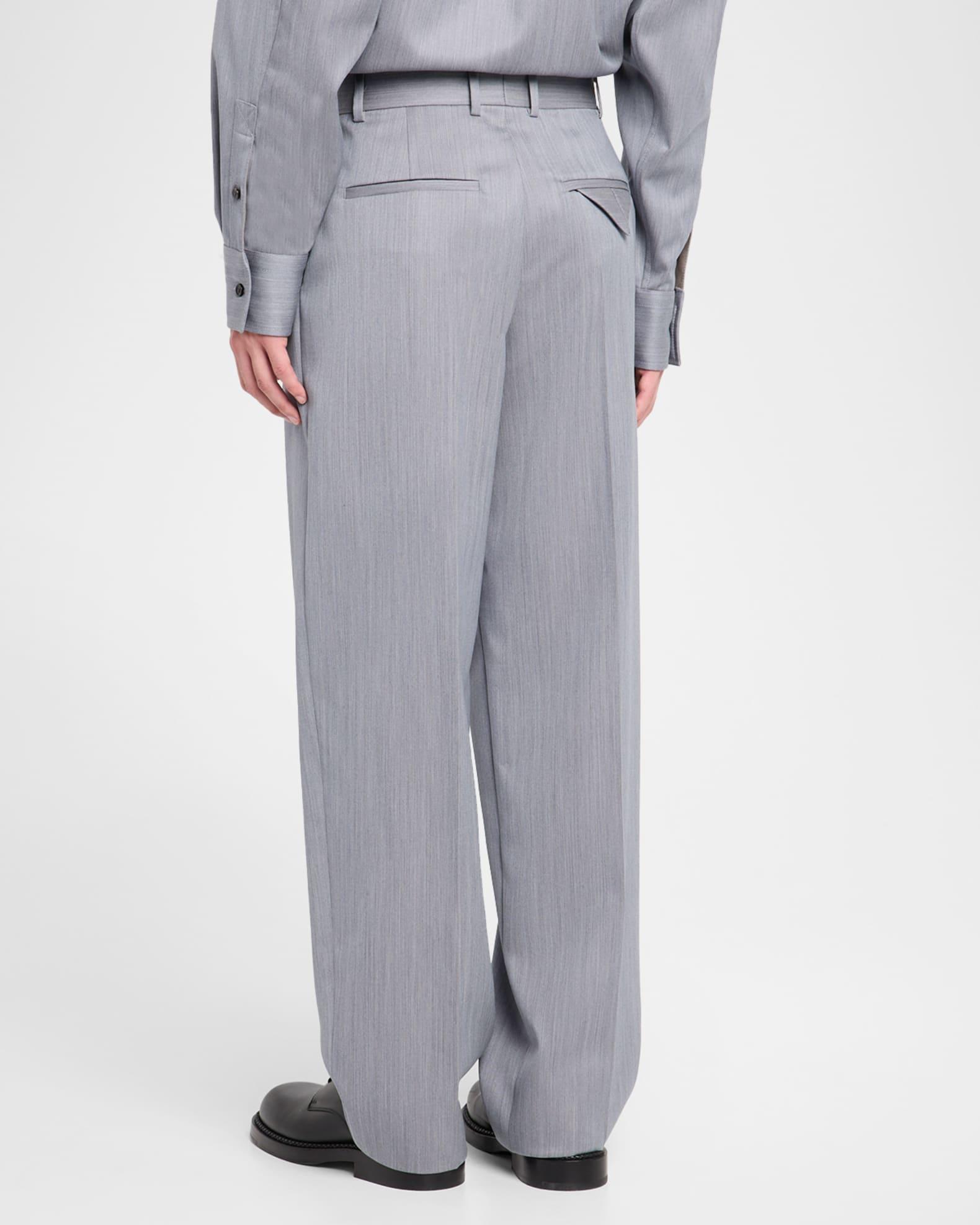 Men's Wool Chevron Pleated Wide-Leg Trousers Product Image