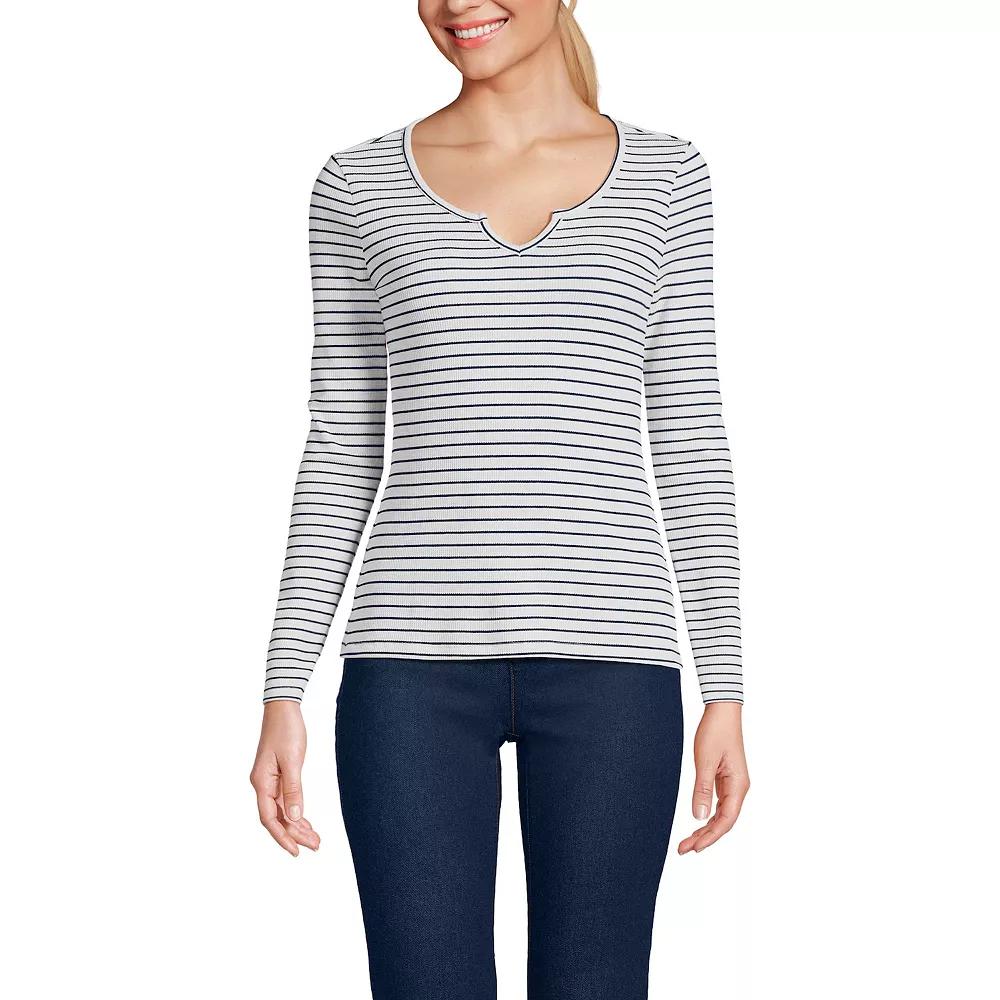 Women's Lands' End Waffle Notch Neck Top,  Product Image