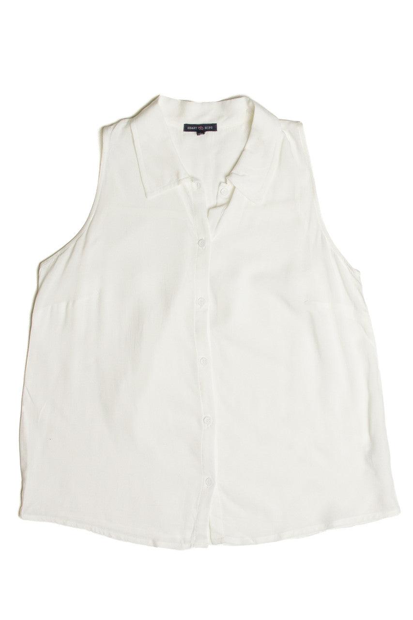 Sleeveless White Button Up Shirt Product Image