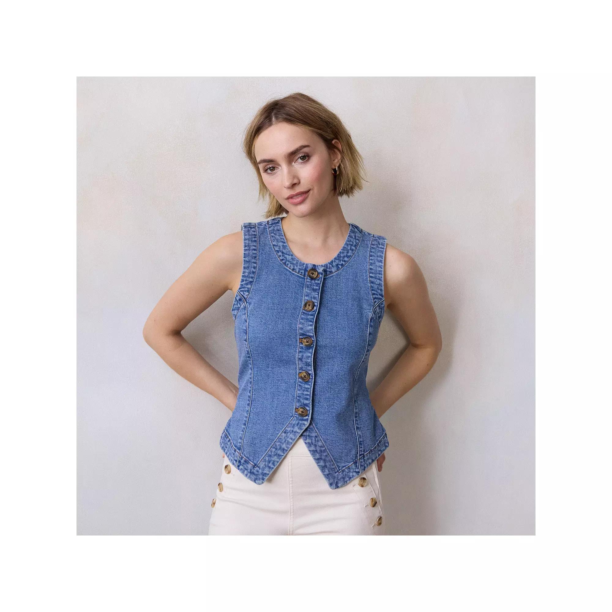 Women's LC Lauren Conrad Longline Vest, Size: XS, Alex Blue Product Image