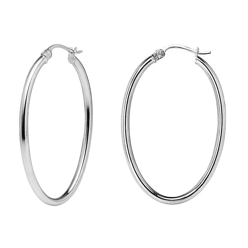 Aleure Precioso Sterling Silver Oval Hoop Earrings, Women's, Size: 30MM, Gold Tone Product Image