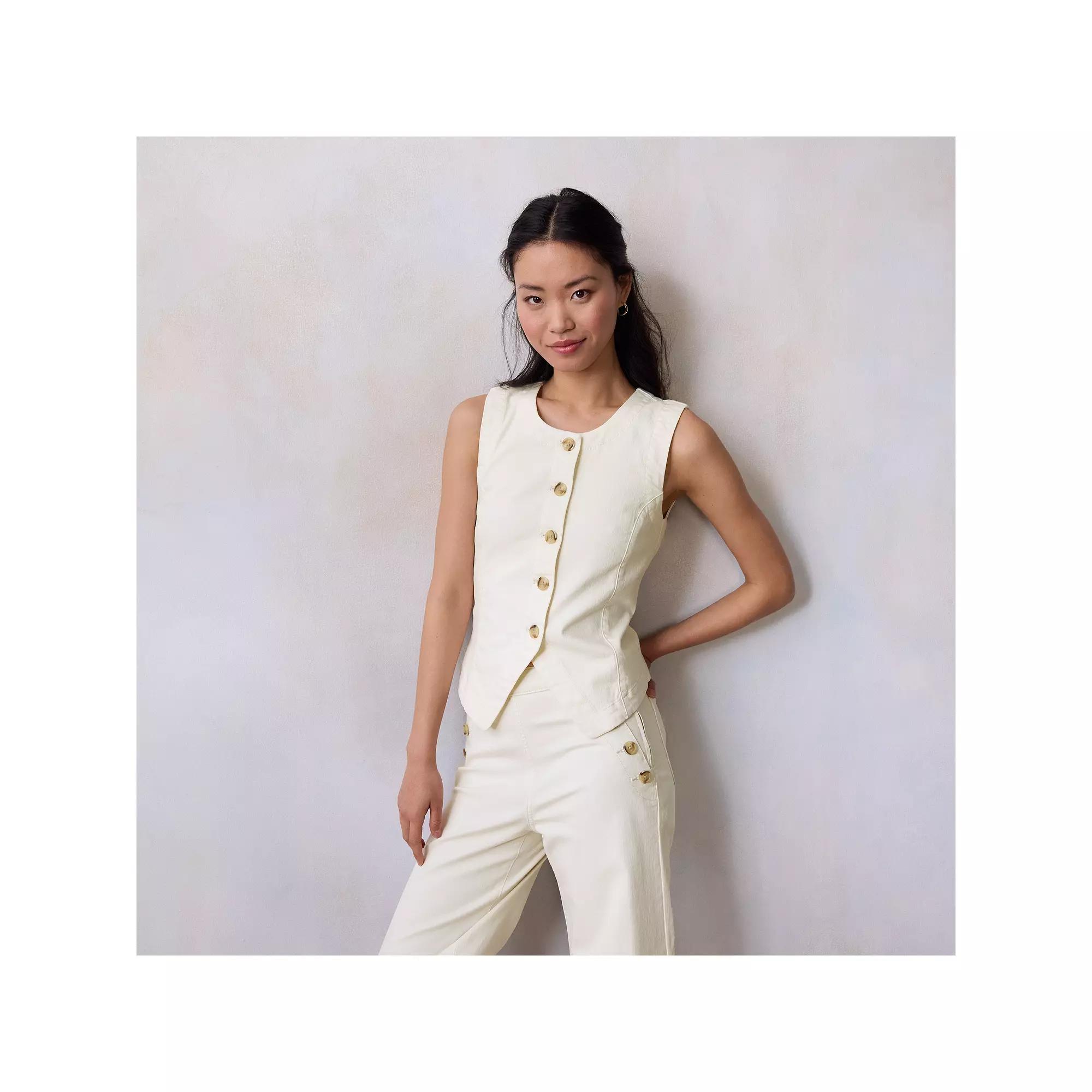 Women's LC Lauren Conrad Longline Vest, Size: Small, Ivory Silk Product Image