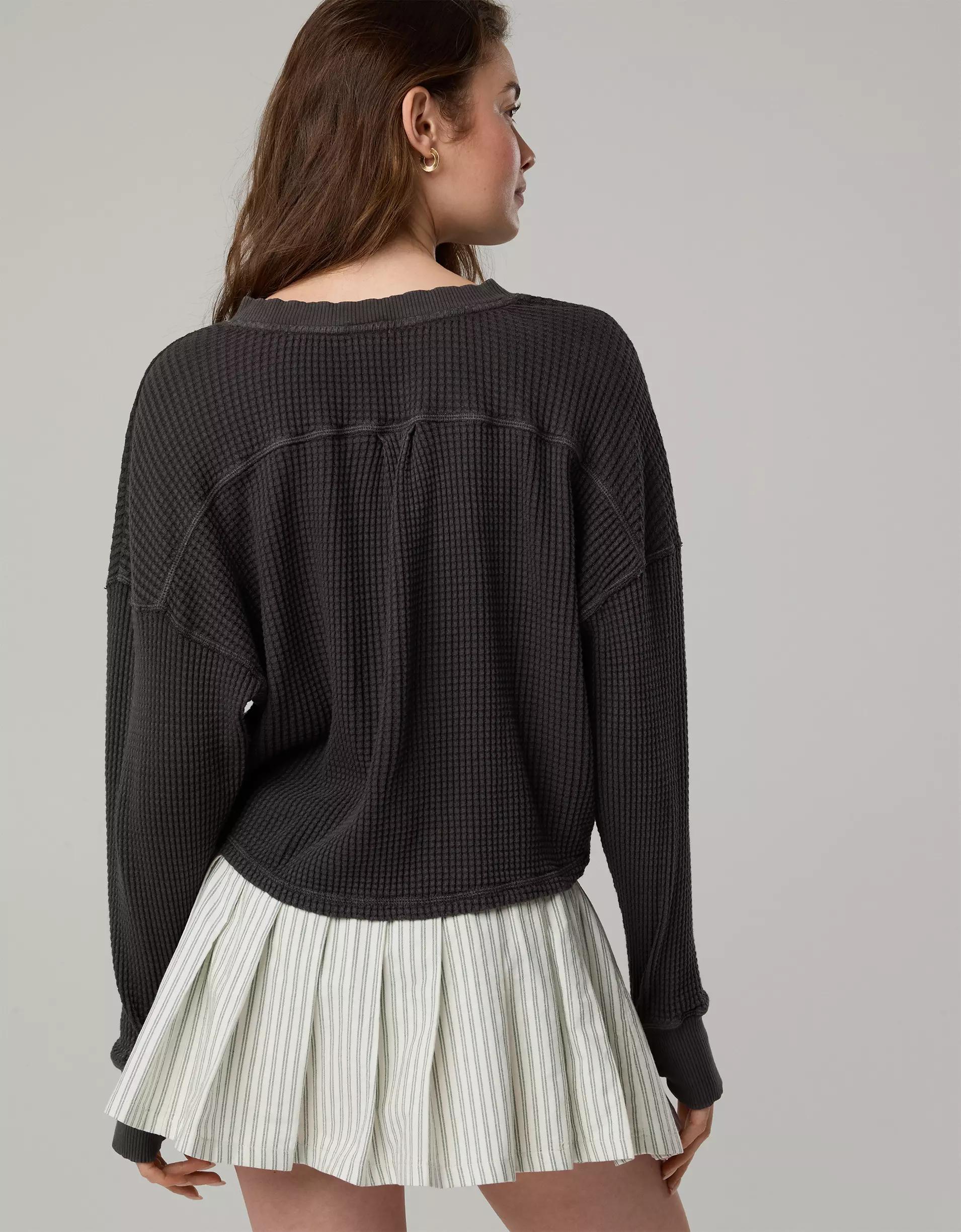 OFFLINE By Aerie Wow! Waffle Notch Neck Long Sleeve T-Shirt Product Image