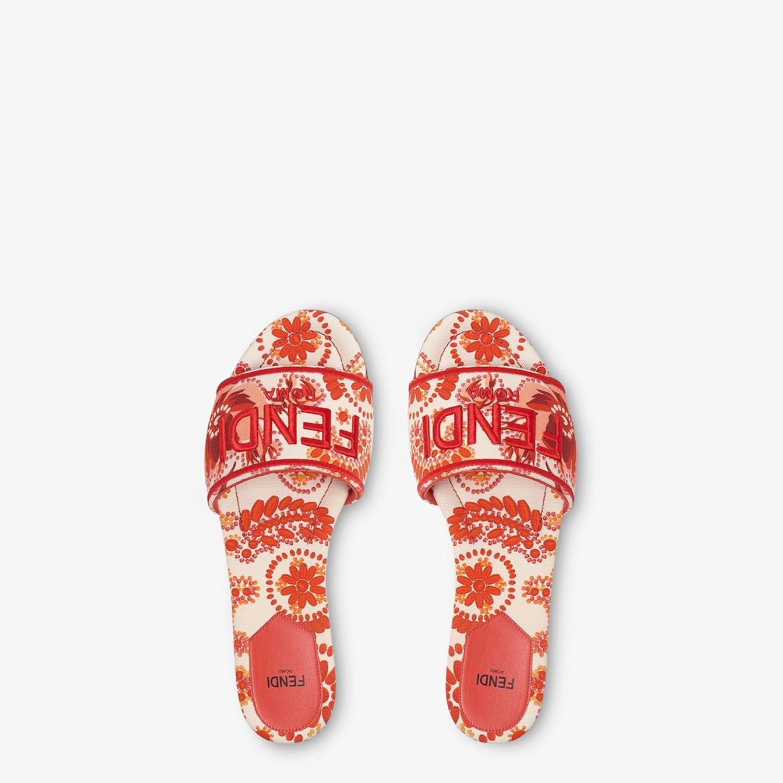 Fendi SunshineRed and camelia canvas slides Product Image