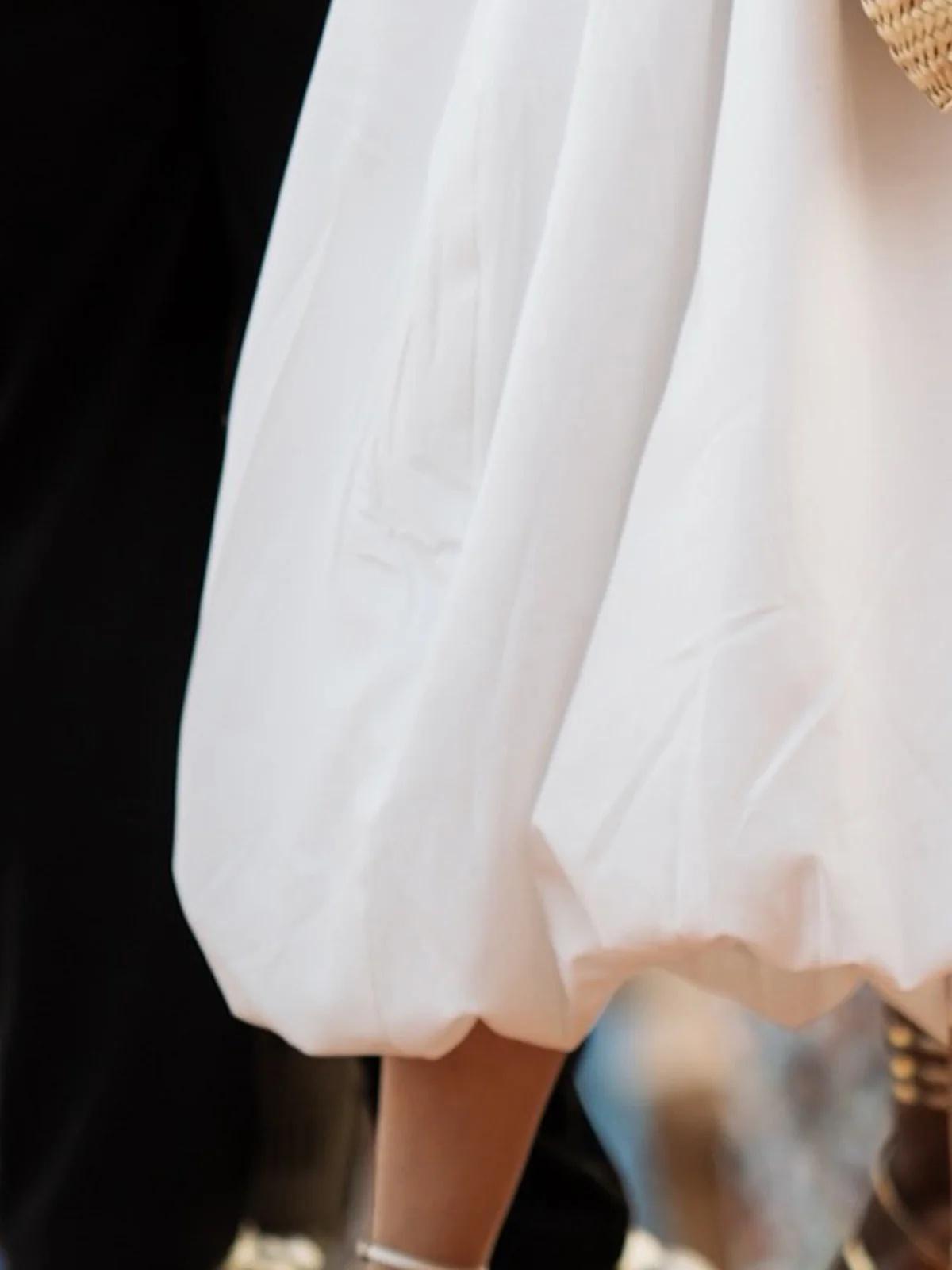 A-Line Loose Pleated Pockets Solid Color Halter-Neck Midi Dresses Product Image