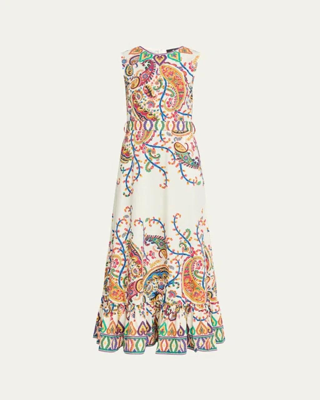 ETRO Paisley-print Sleeveless Belted Maxi A-line Dress In Multi Product Image