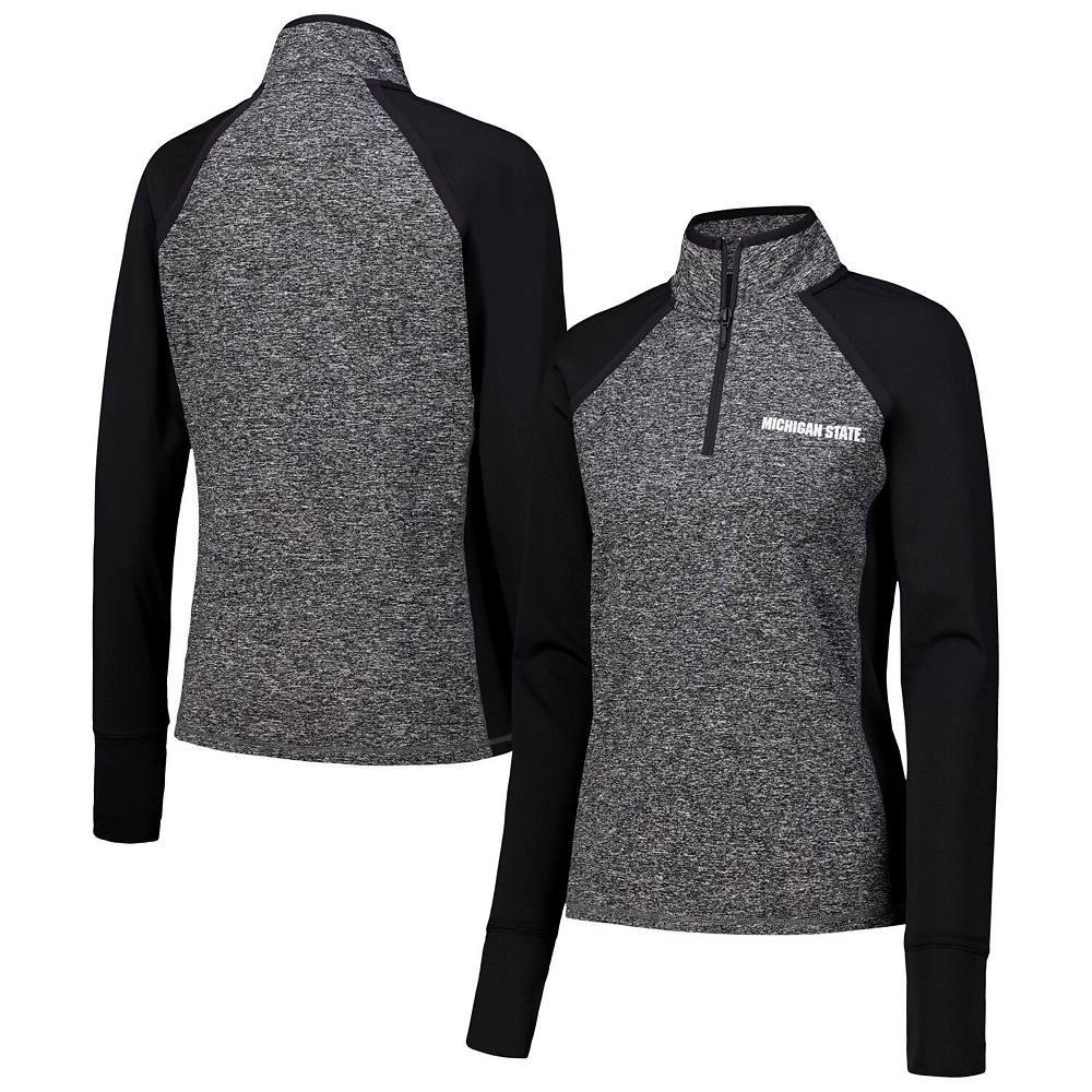 Women's Black/Heather Gray Michigan State Spartans Finalist Raglan Quarter-Zip Jacket,  Product Image