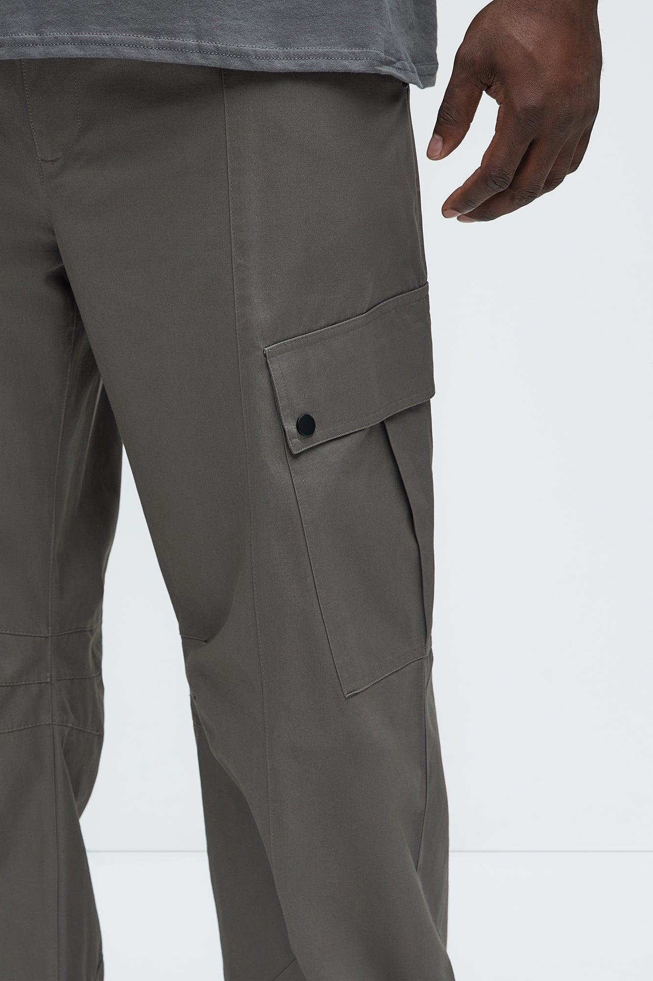 Carl Paneled Baggy Cargo Pants - Grey Product Image