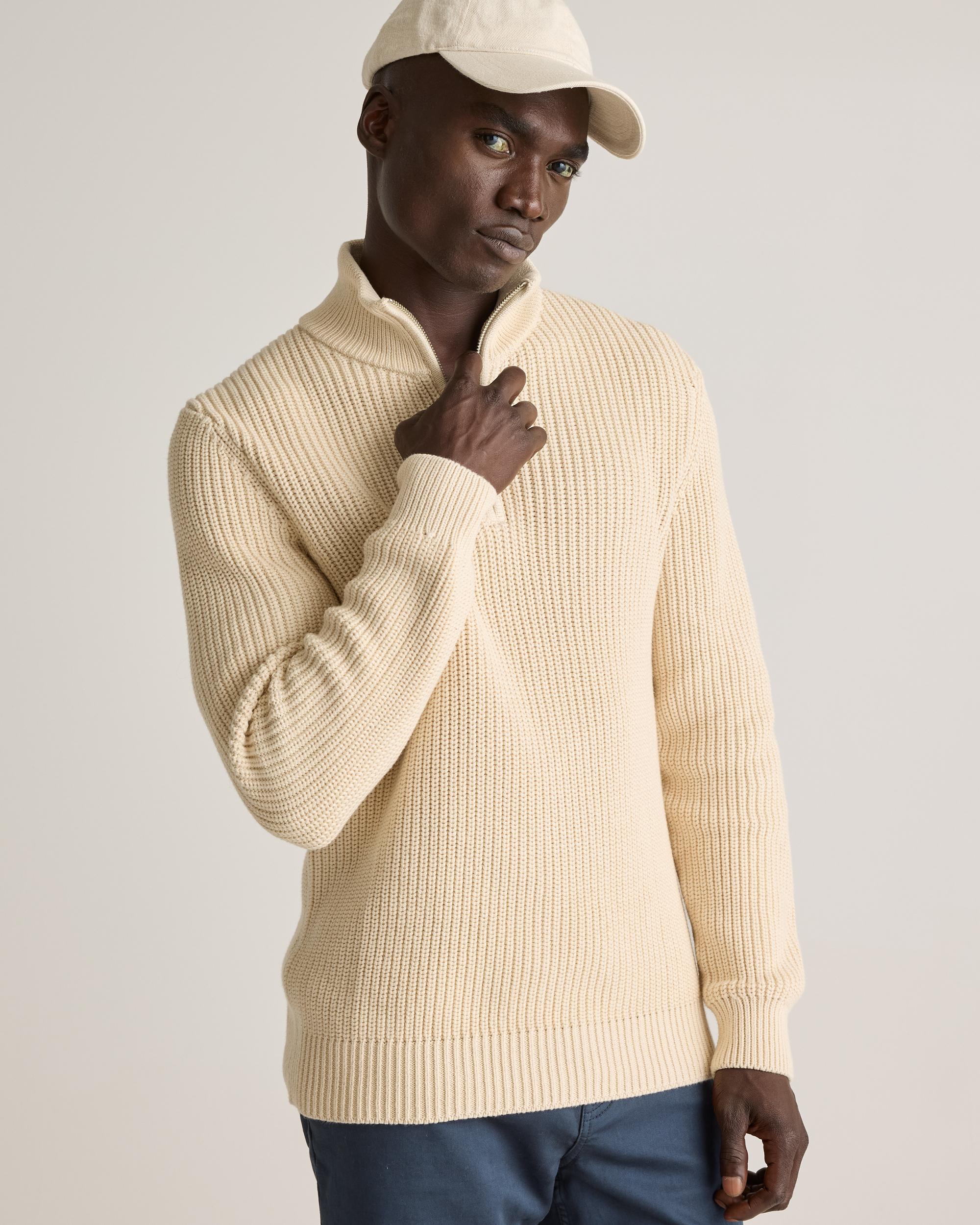 Quince | Men's Fisherman Quarter-Zip Sweater Organic Cotton Product Image
