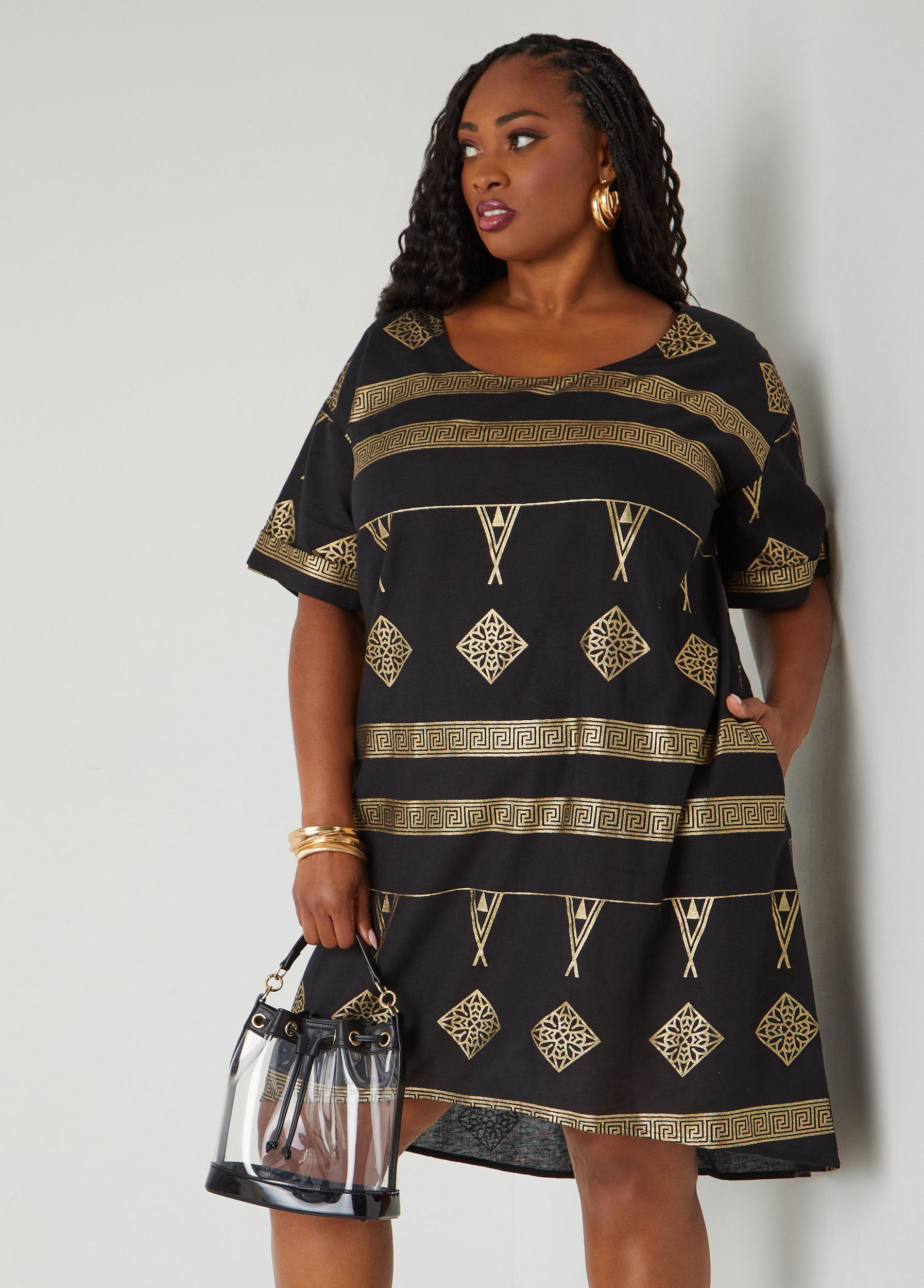 Metallic Print Dress Product Image