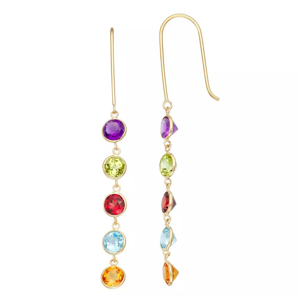 Tiara 10k Gold Multi Gemstone Drop Earrings, Women's Product Image