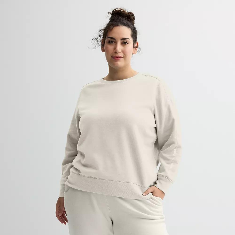 Plus Size Tek Gear® Ultrasoft Fleece Taped Crewneck Top, Women's, Size: 1XL, Red Wind Product Image