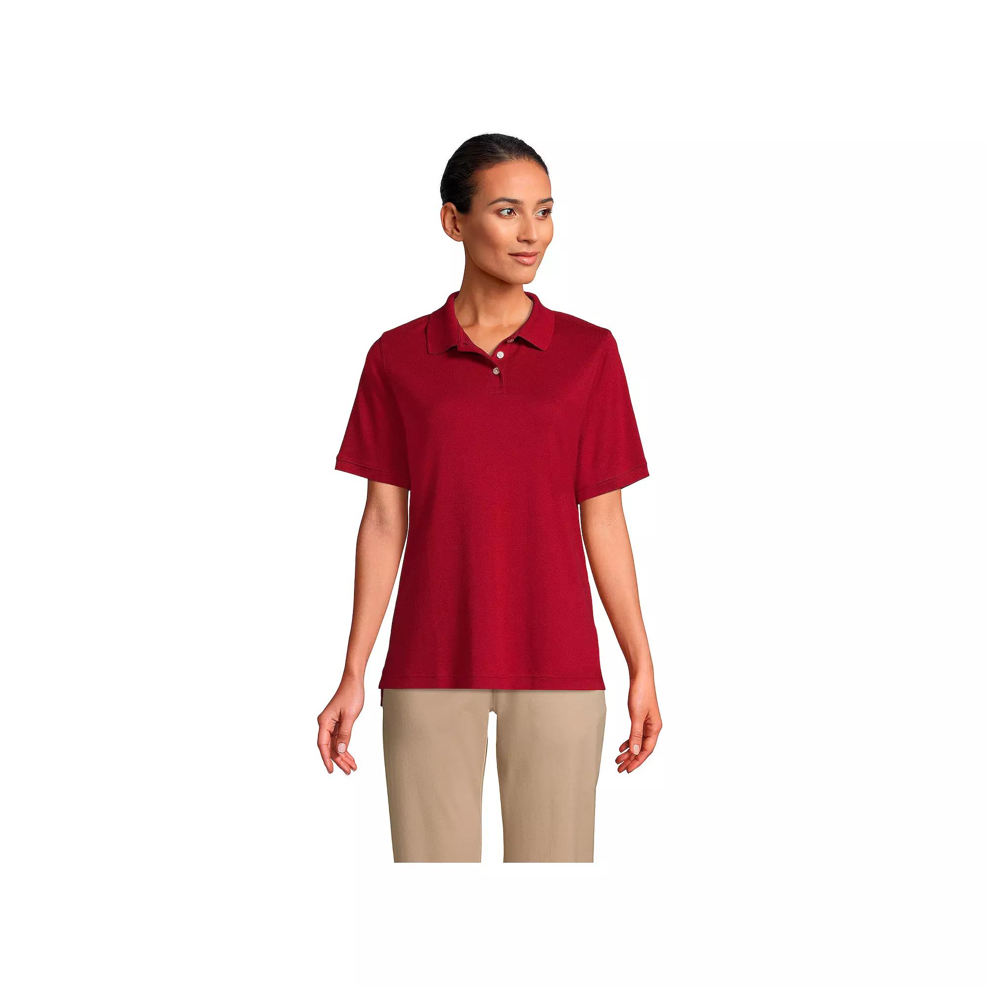 Women's Lands' End School Uniform Classic Short Sleeve Interlock Polo Top,  Product Image