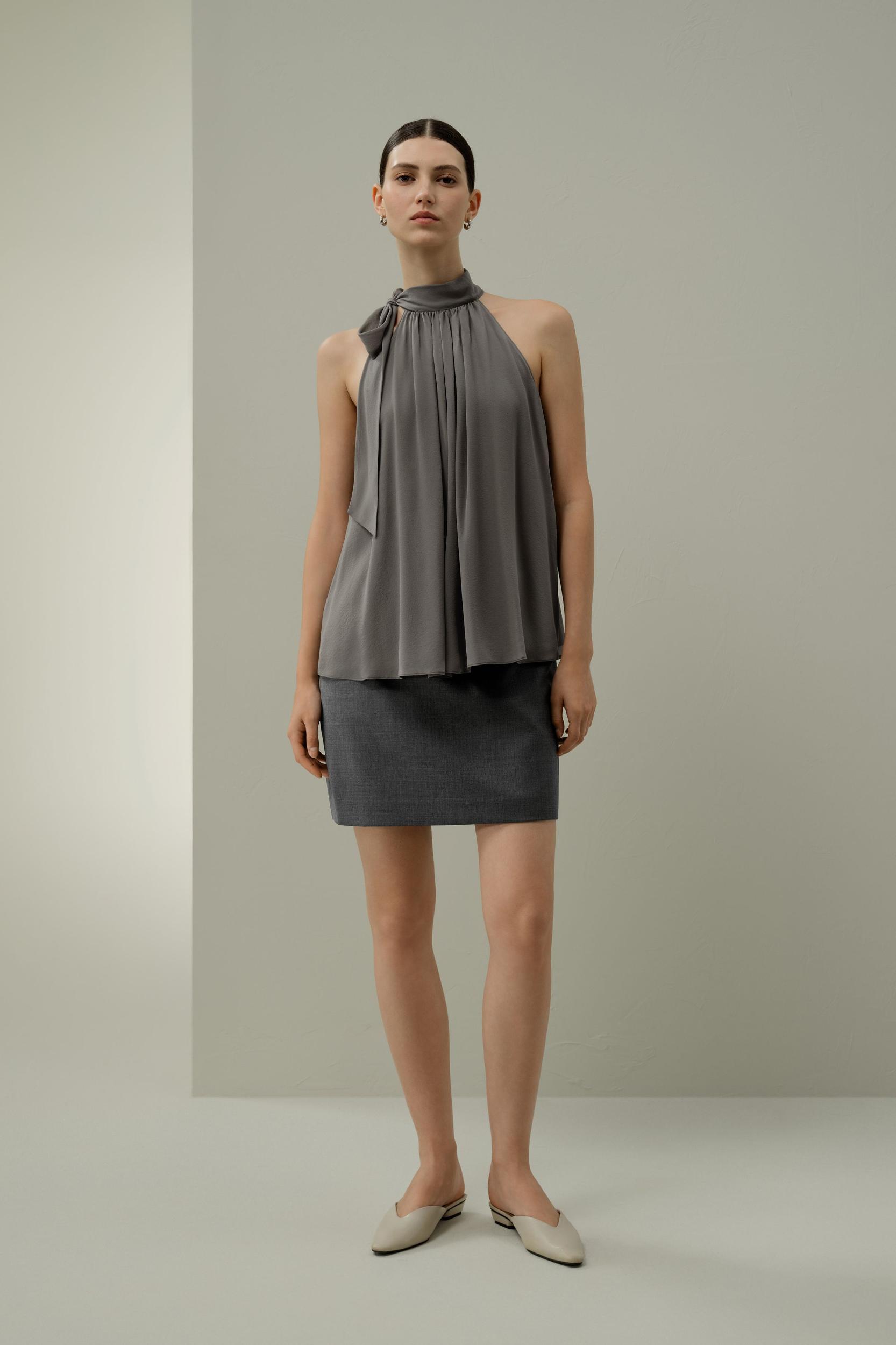 Adjustable Tie-Neck Georgette Blouse Product Image