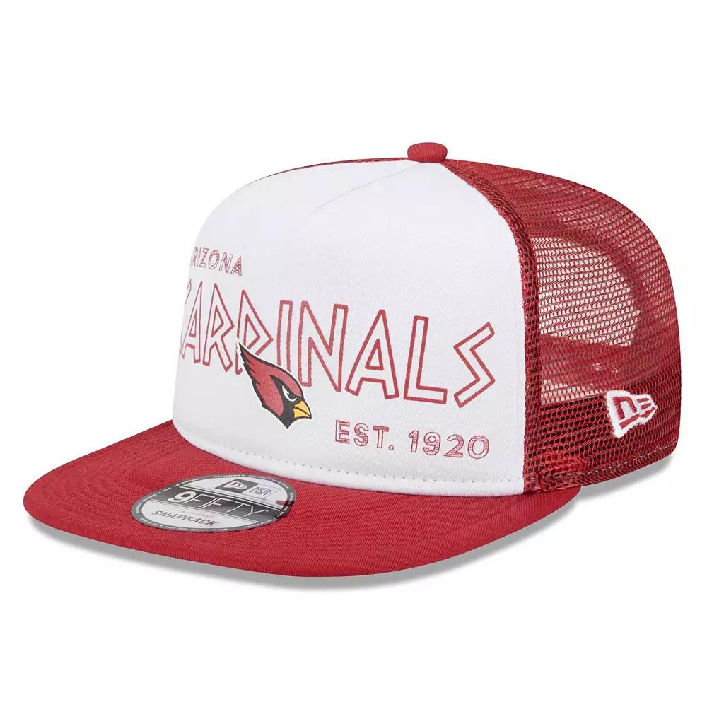 Men's New Era White/Cardinal Arizona Cardinals Banger 9FIFTY Trucker Snapback Hat Product Image