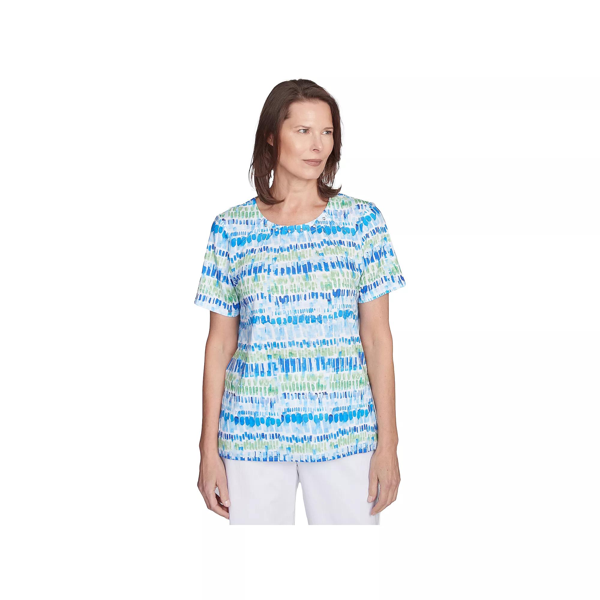 Women's Alfred Dunner Tie Dye Chicklet Tee, Size: XL, Blue Team Product Image