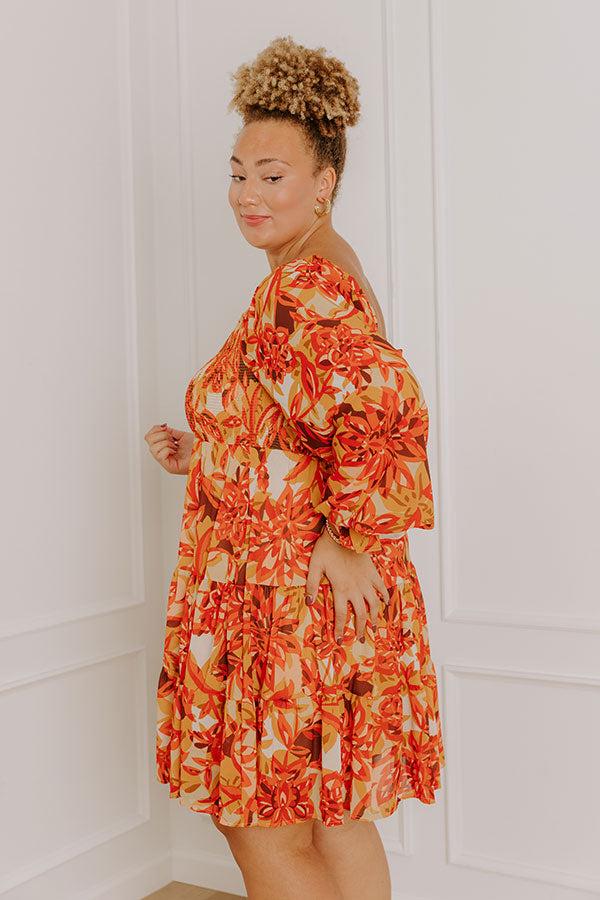 Fall Foliage Smocked Mini Dress Curves Product Image