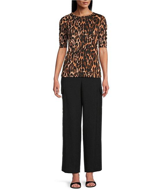 Investments Knit Animal Print Elbow Length Sleeve Crew Neck Top Product Image