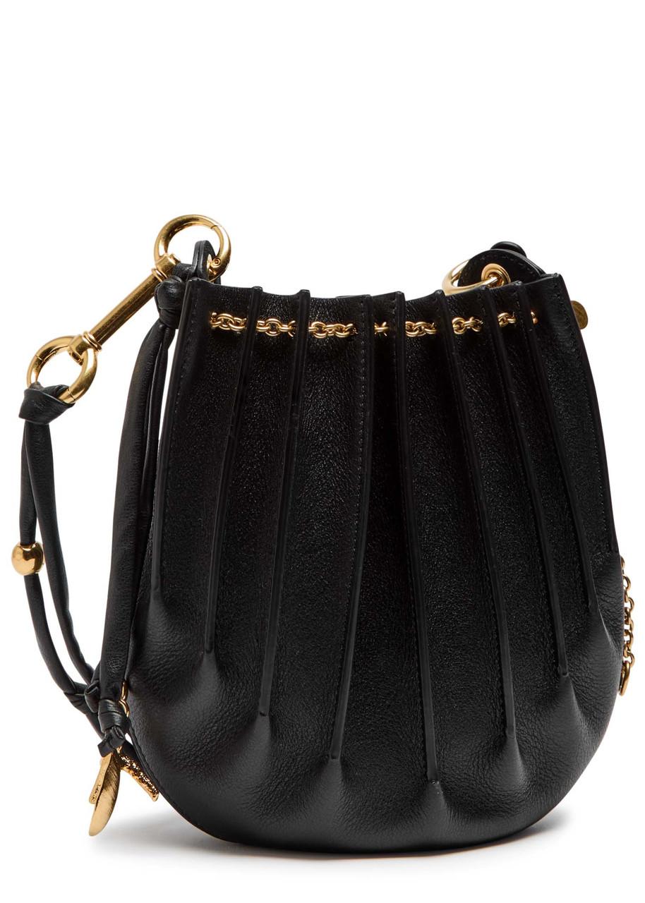 CHLOÉ Sea Treasures Embellished Pleated Leather Shoulder Bag In Black Product Image