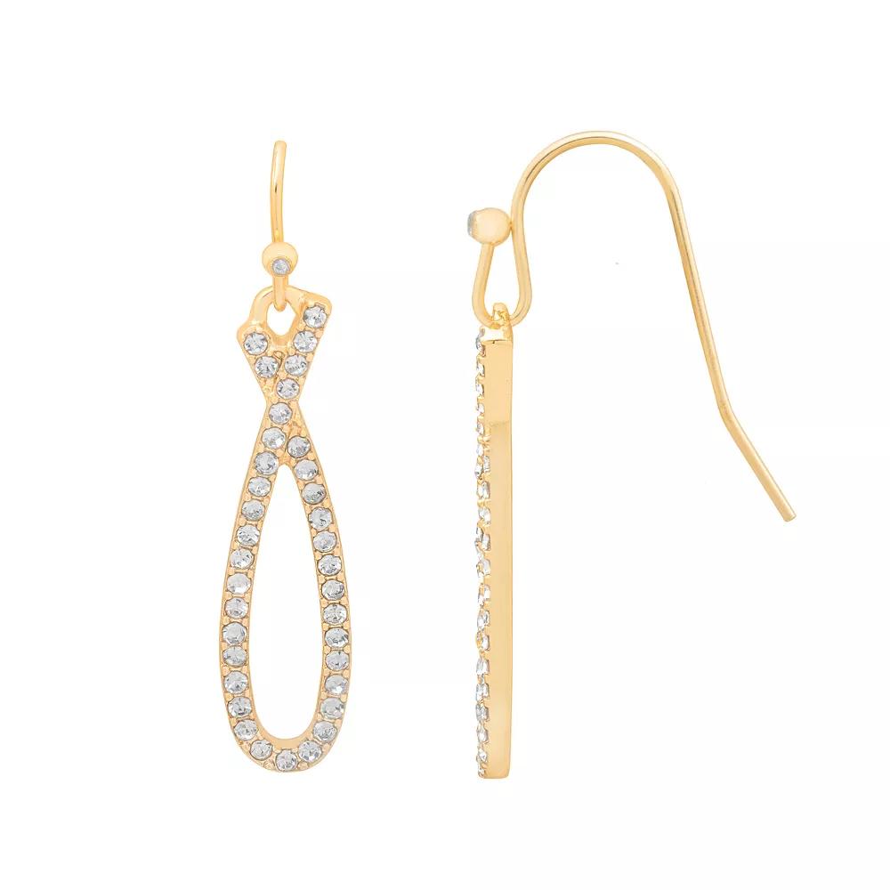 LC Lauren Conrad Gold Tone Pave Drop Earrings, Women's, Clear Product Image