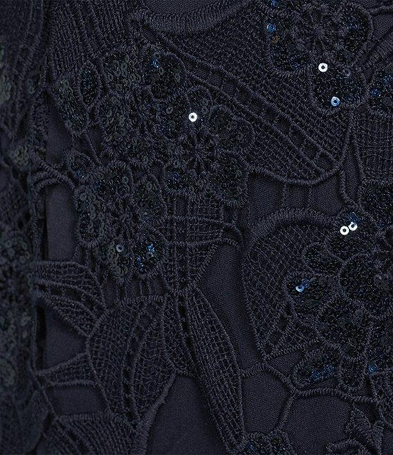 Adrianna Papell Sequin Lace Off-The-Shoulder Neck 3/4 Flutter Sleeve Column Gown Product Image