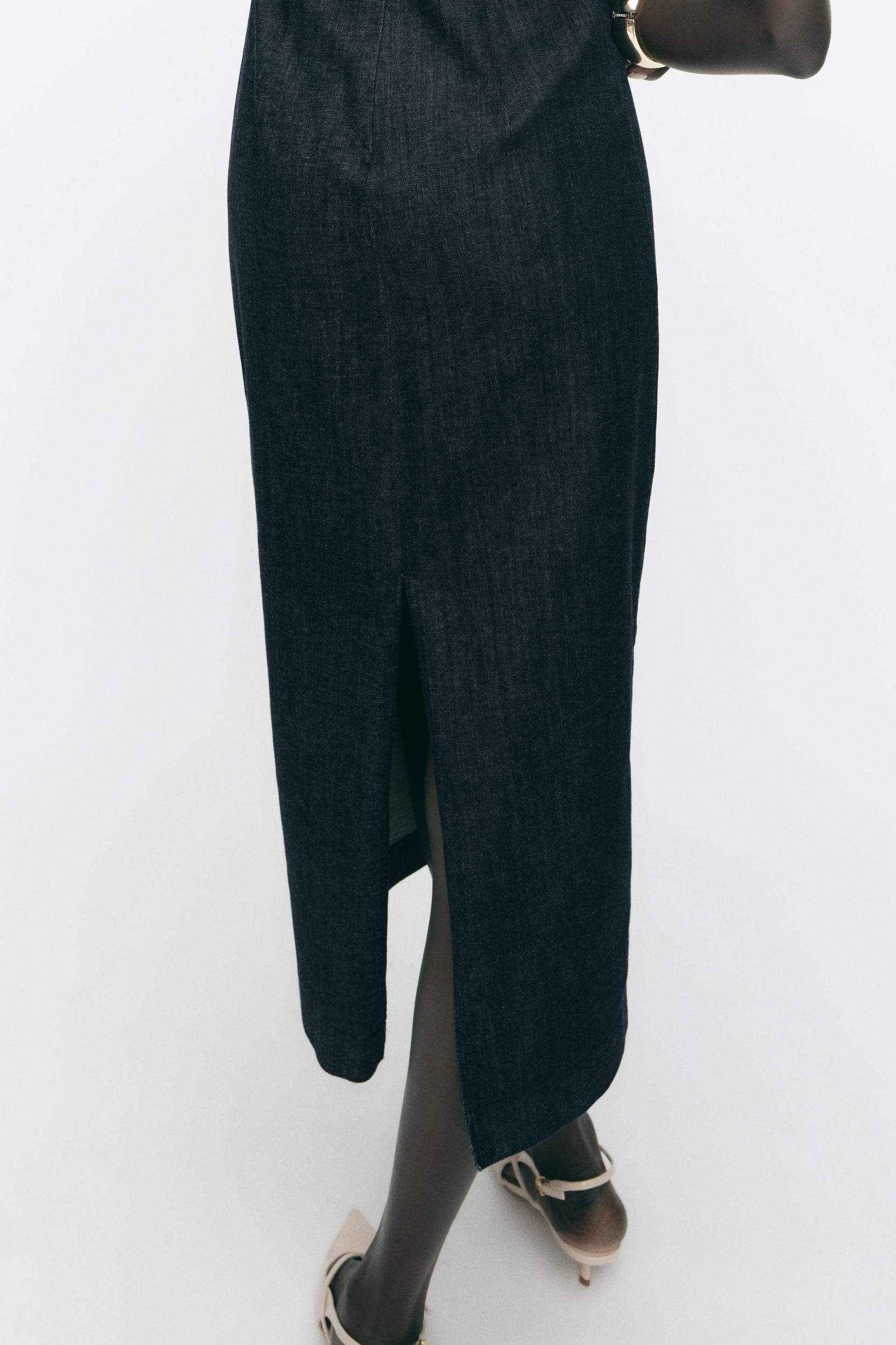 GOLD APPLIQUÉ Z1975 MIDI DENIM DRESS Product Image