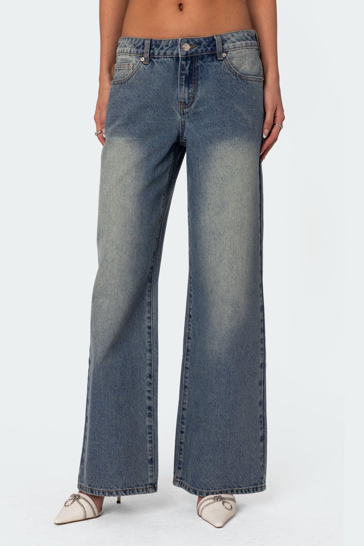 Magda Acid Wash Low Rise Baggy Jeans Product Image