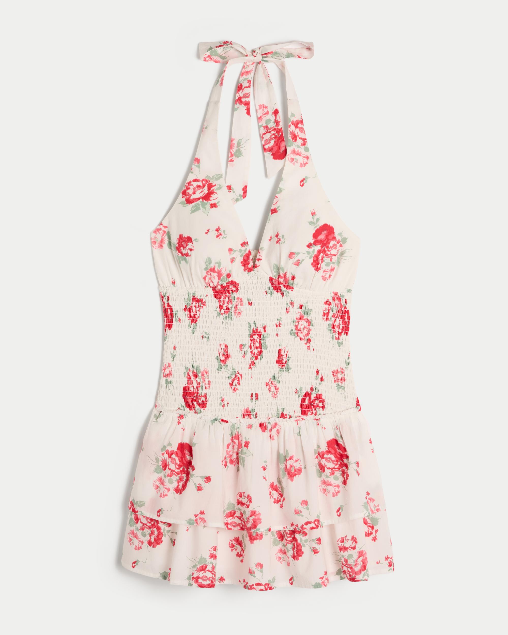 Double-Tier Smocked Halter Skort Dress Product Image