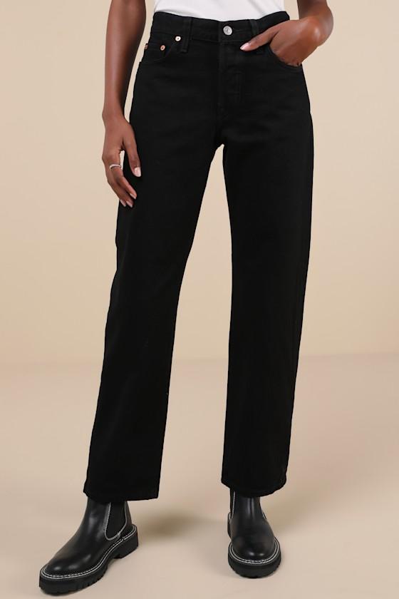 501 '90s Black Mid-Rise Straight Leg Denim Jeans Product Image