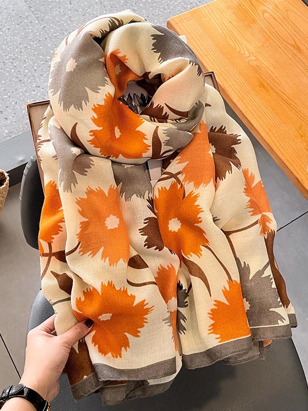 Vintage Floral Printed Shawl&Scarf Product Image