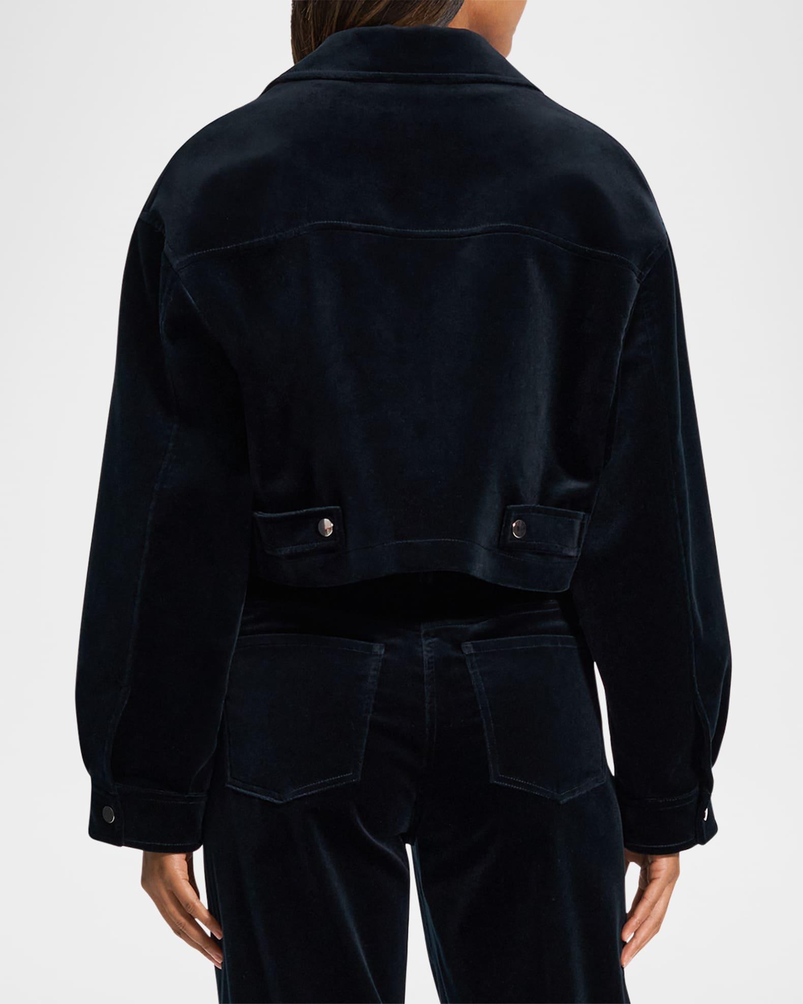 Velvet Zip-Up Crop Jacket Product Image