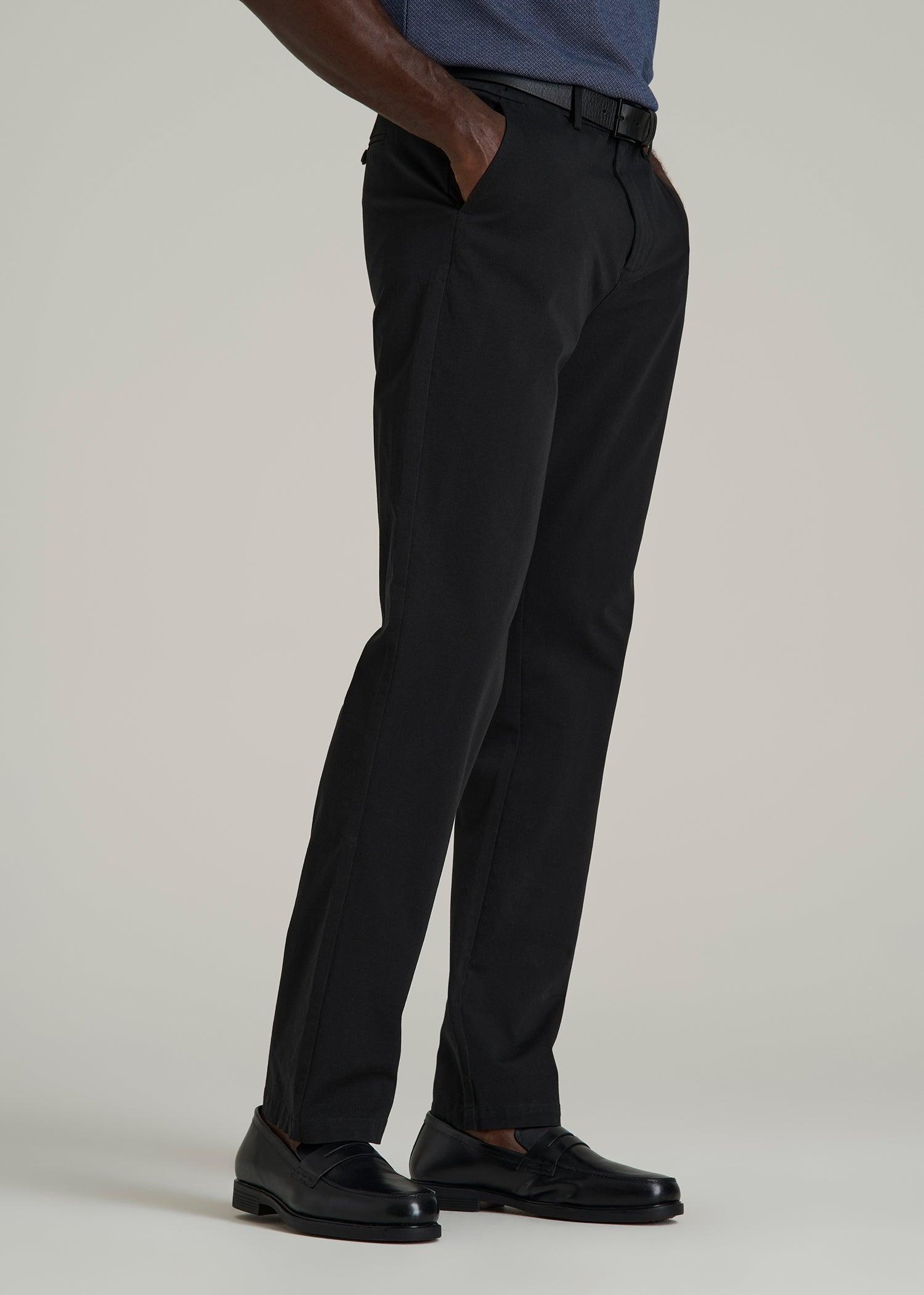 4 Way Stretch Commuter STRAIGHT Leg Chino Pants for Tall Men in Black Male Product Image