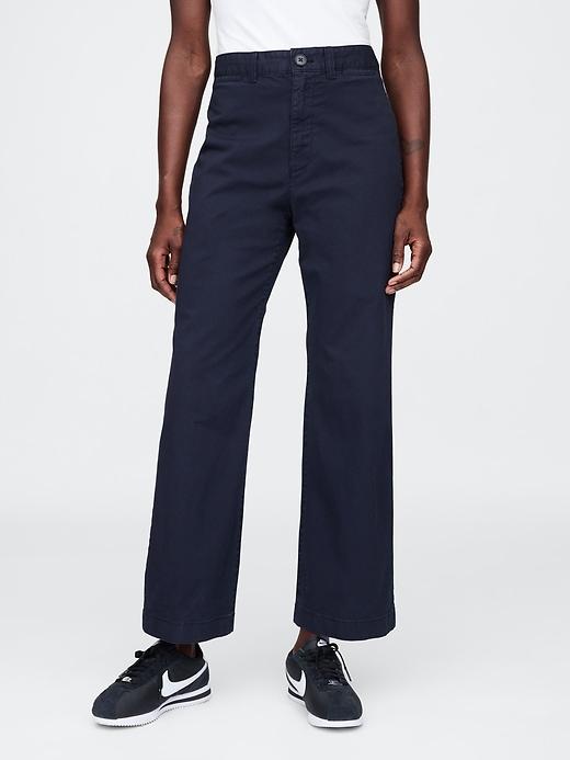 High Rise Stride Wide-Leg Ankle Khakis Product Image