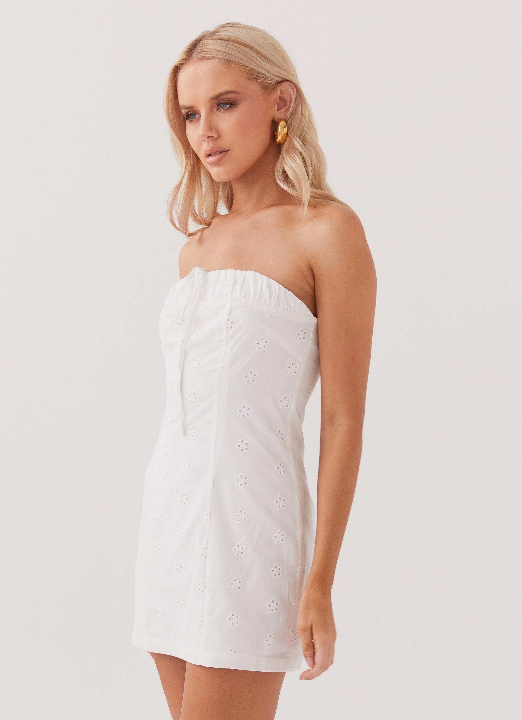 Bronwyn Broderie Mini Dress - White Product Image
