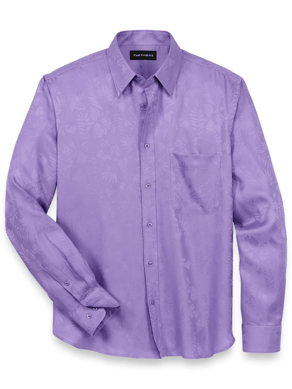 Lyocell Solid Jacquard Casual Shirt - Lavender Product Image