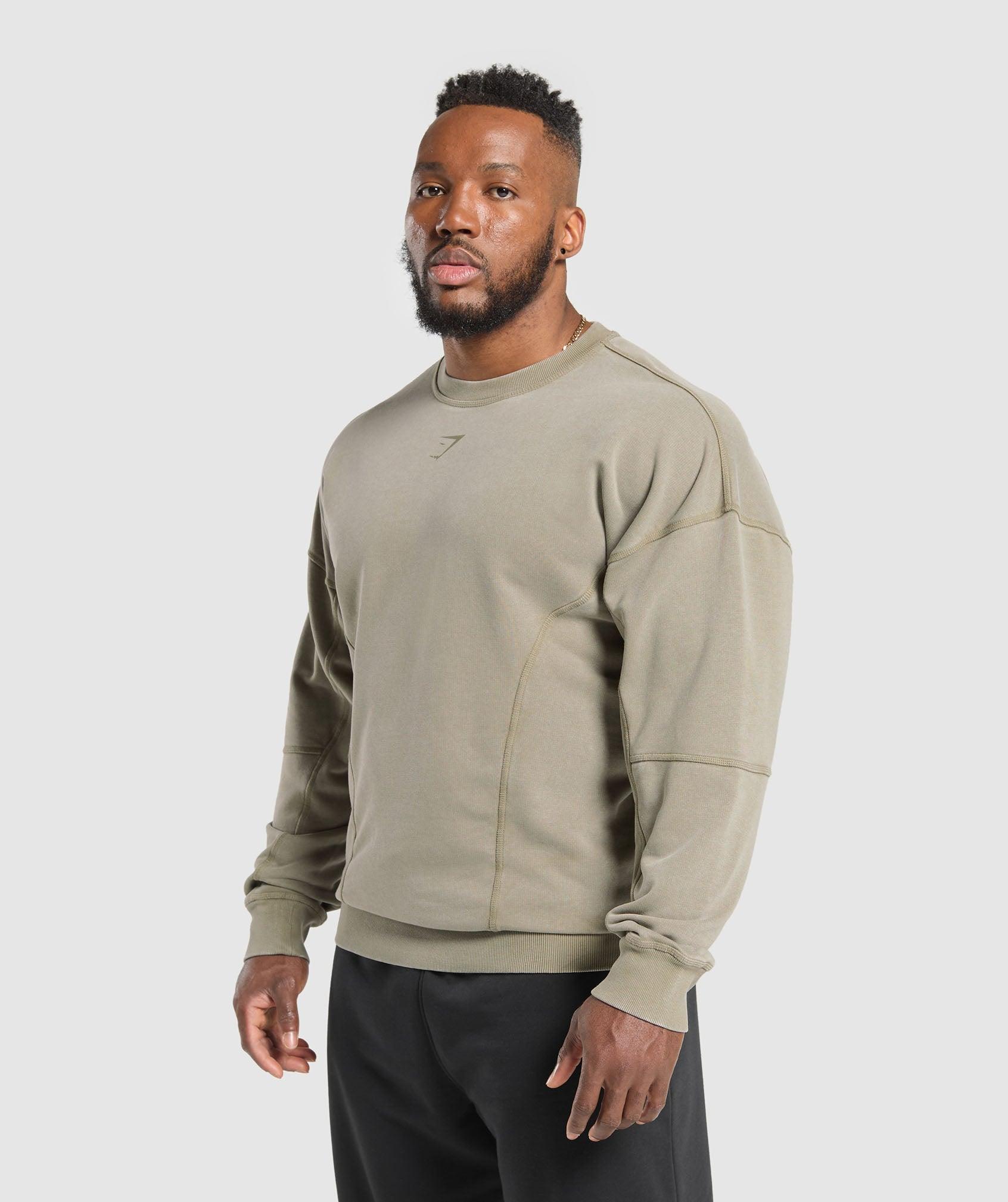 Gymshark Heritage Washed Crew - Utility Green Male Product Image