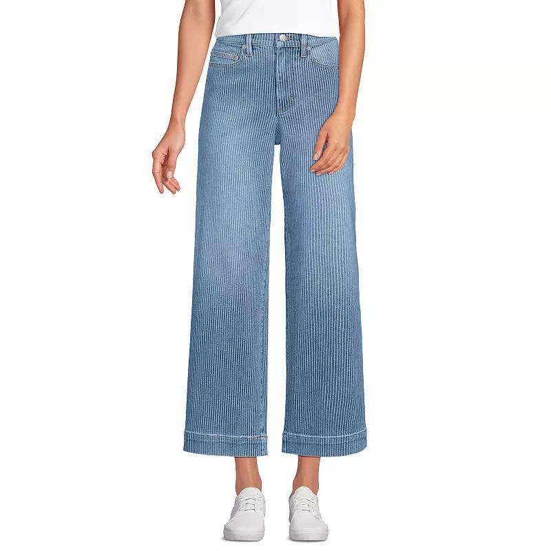 Women's Lands' End Recover Denim High Rise Wide Leg Crop Jeans,  Product Image