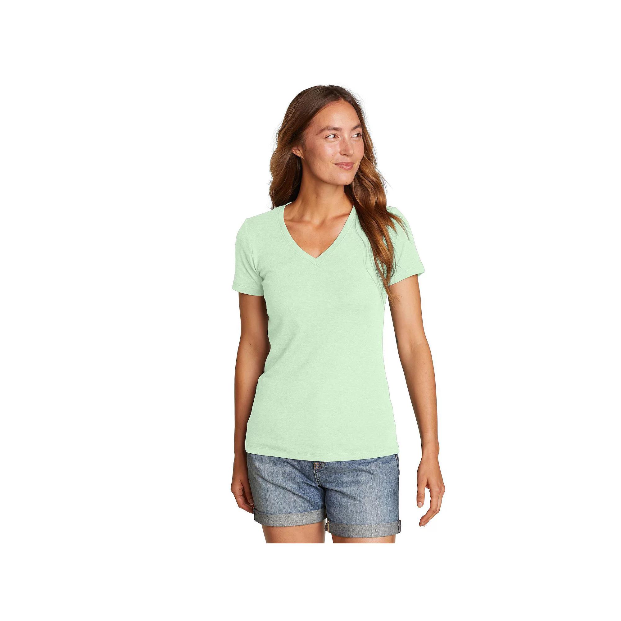 Petite Eddie Bauer Favorite V-Neck T-Shirt, Women's, Size: XS Petite, Light Green Product Image