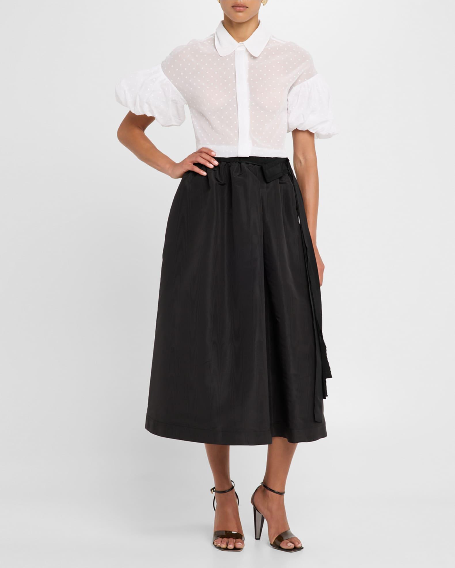 Polka-Dot Puff-Sleeve Button-Down Shirt Product Image