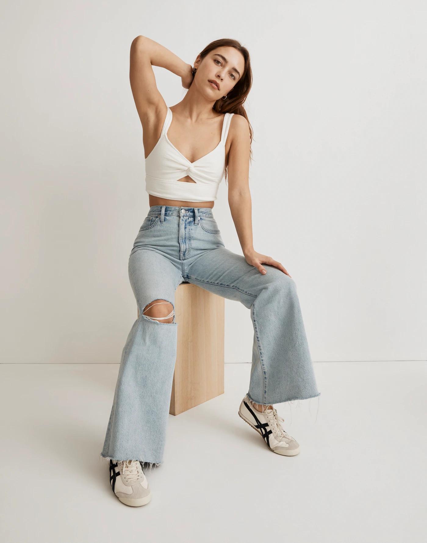 Cutout Knot-Front Crop Tank Top Product Image