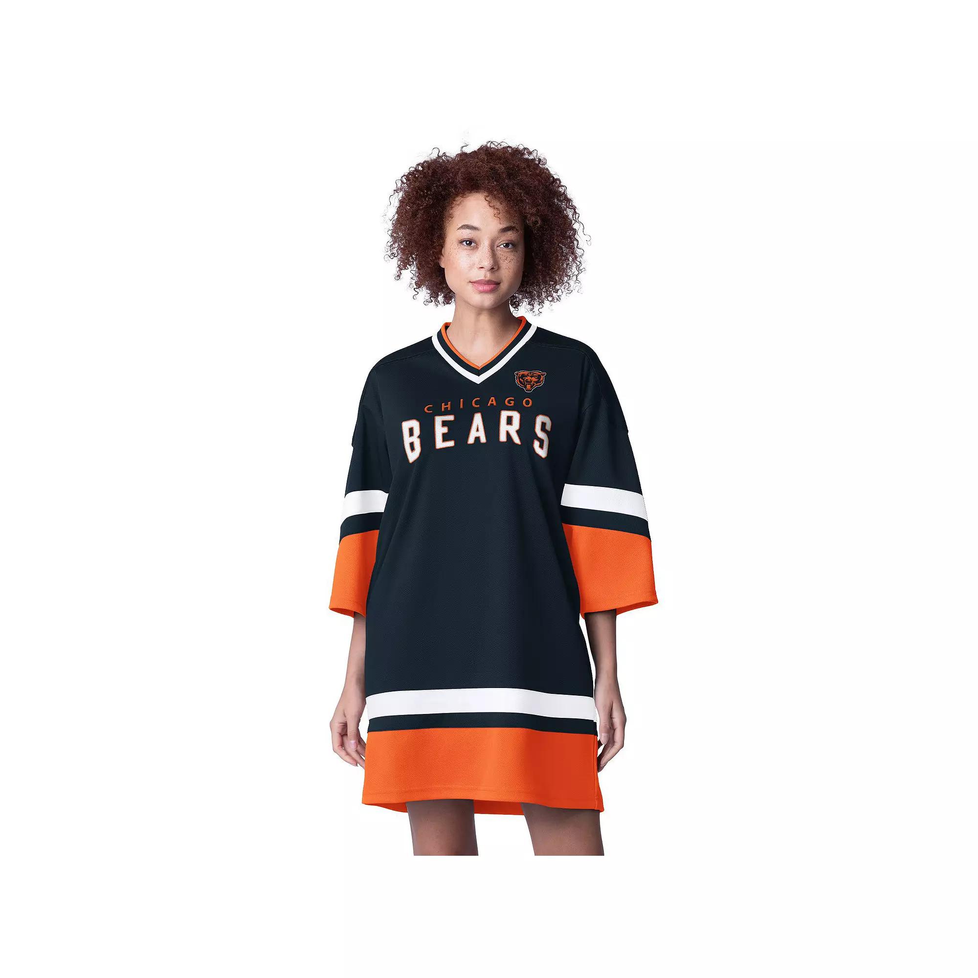 Women's Starter Navy Chicago Bears Slap Shot 3/4 Sleeve Sneaker Dress, Size: Small, Blue Product Image