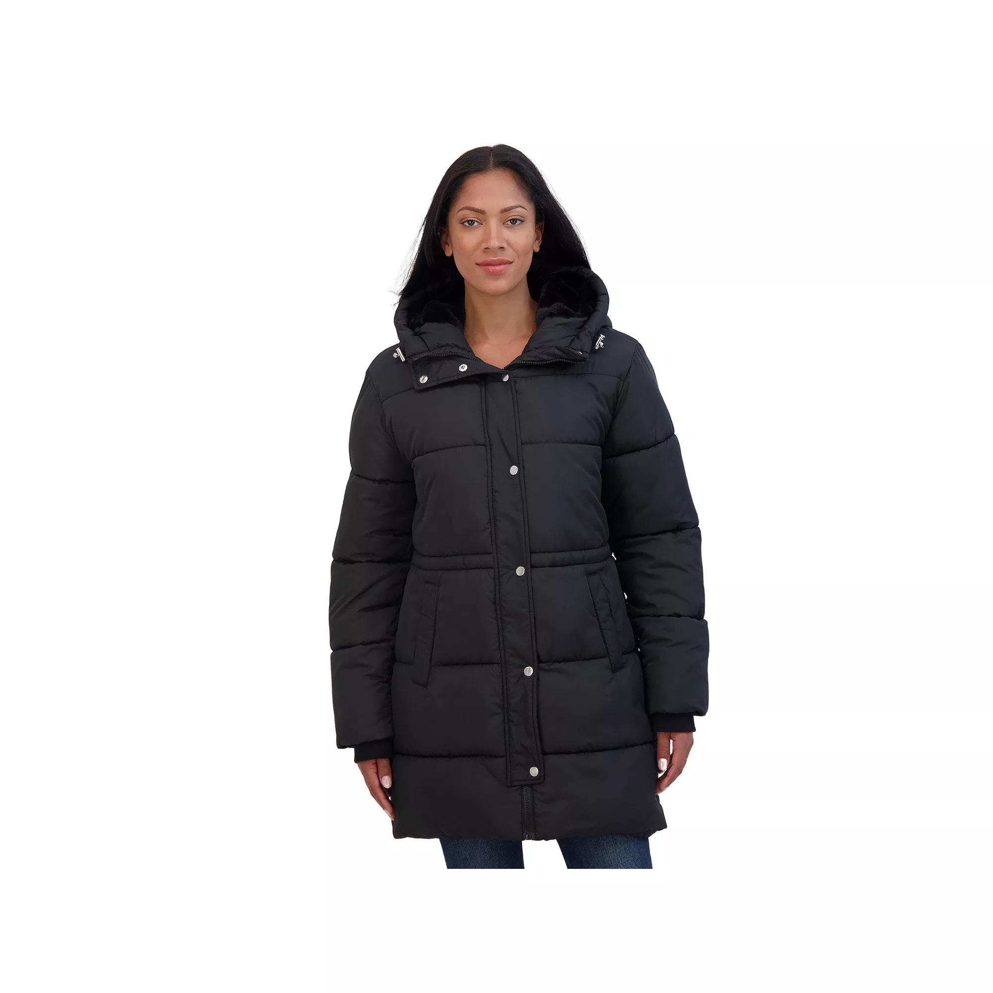 Women's Sebby Collection Cozy Lined Anorak Puffer Jacket, Size: Small, Black Product Image