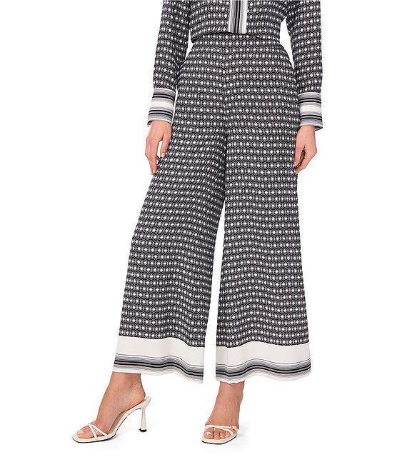 Vince Camuto Woven Printed Wide-Leg Pull-On Pants Product Image