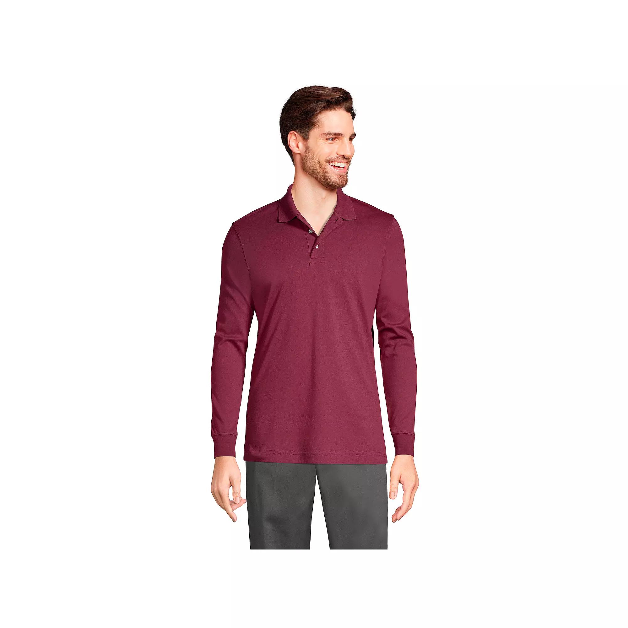 Mens Lands' End Long Sleeve Interlock Polo Shirt, Men's,  Product Image