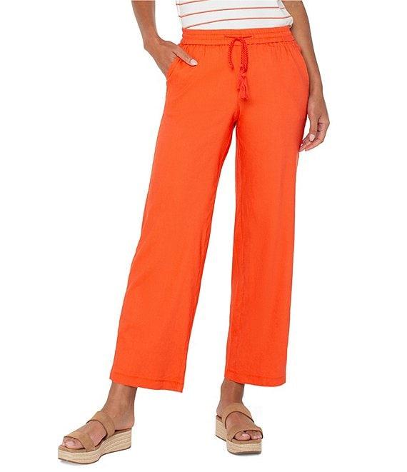 Liverpool Los Angeles Pull-On Drawstring Waistband Stretch Linen Blend Pants Product Image