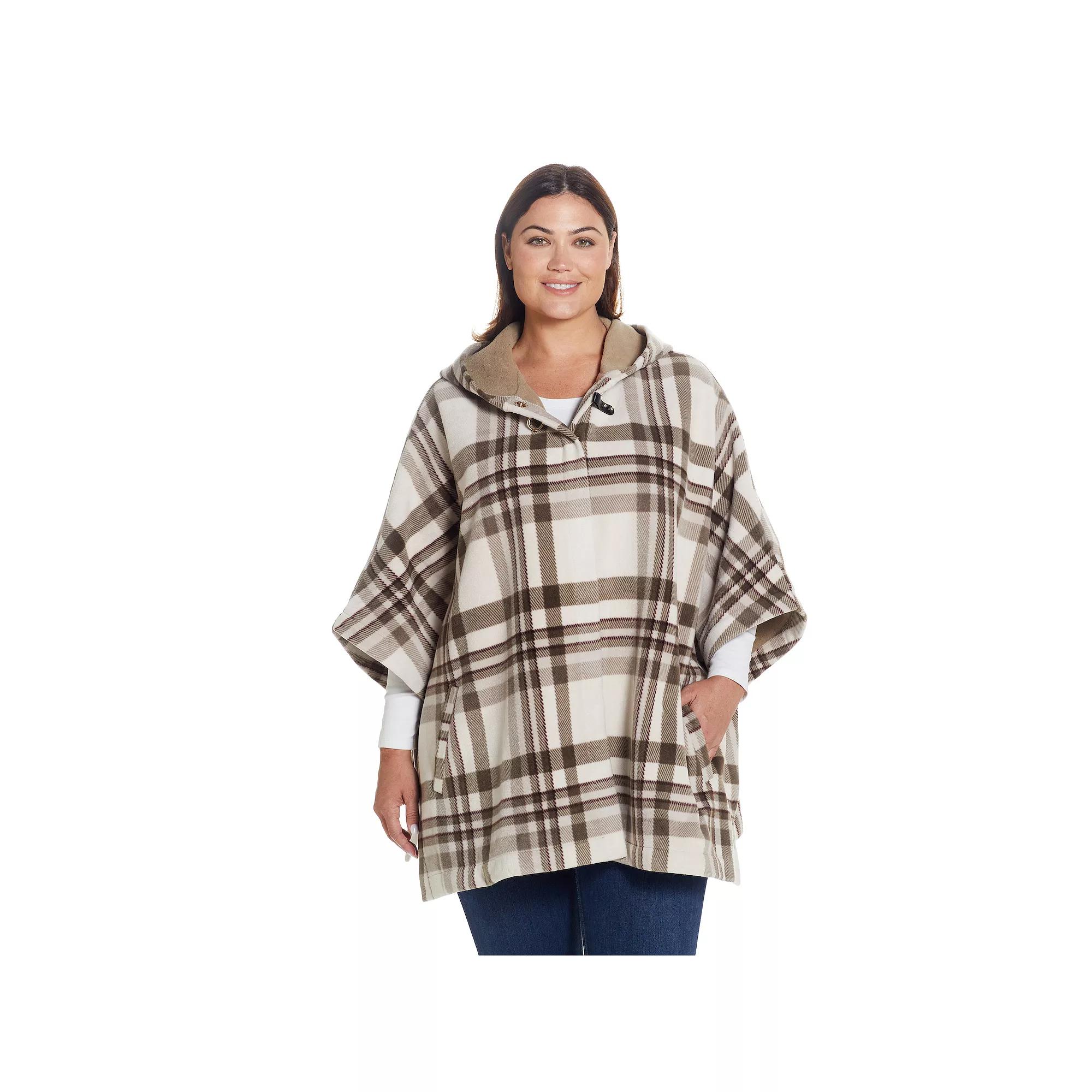 Women's Weathercast Hood Fleece Poncho, Coriander Ivory Product Image