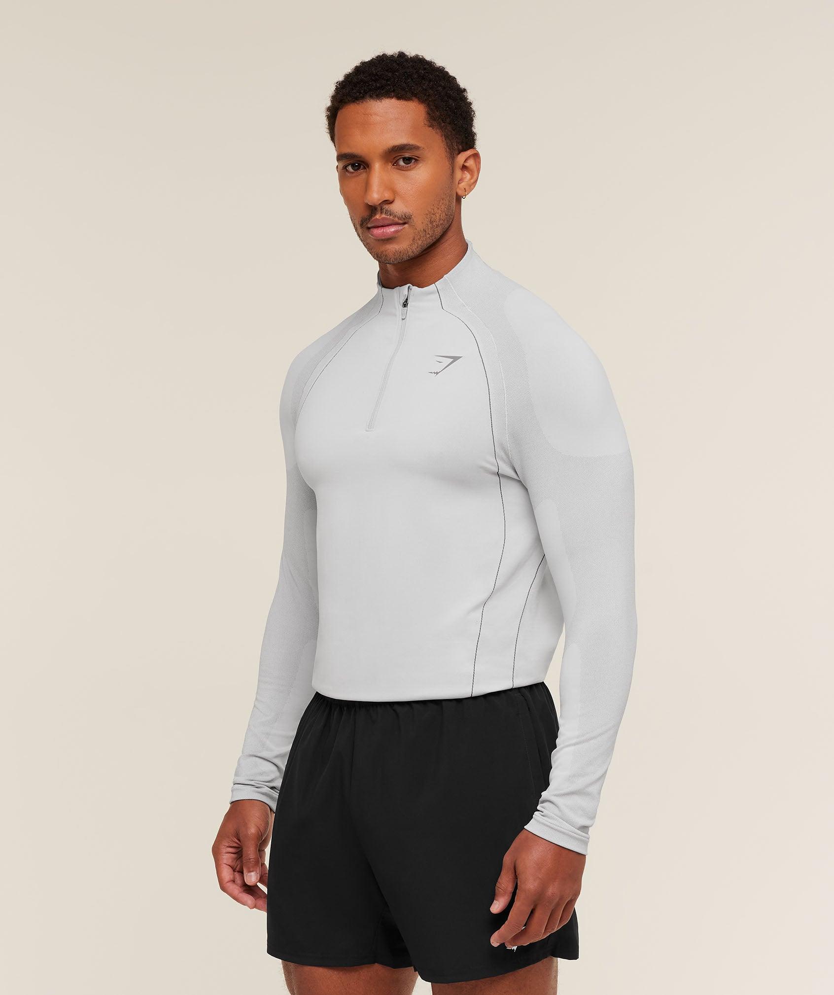 Gymshark Apex Seamless 1/4 Zip - Light Grey/Medium Grey Male Product Image