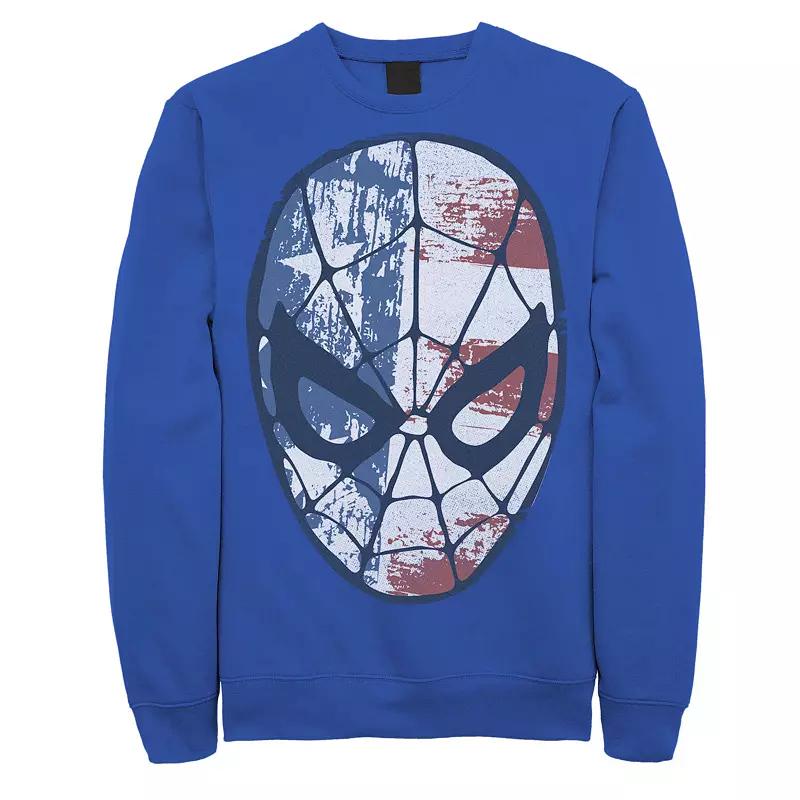 Men's Marvel Spider-Man American Flag Face Vintage Sweatshirt,  Product Image